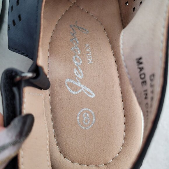 Jeossy Women's Platform Peep Toe Wedge High Heel Sandals Black Size 8 - Picture 11 of 12